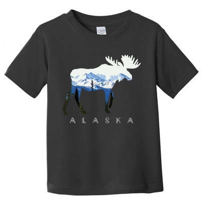 Alaska Day Moose Snowy Mountain Toddler T-Shirt