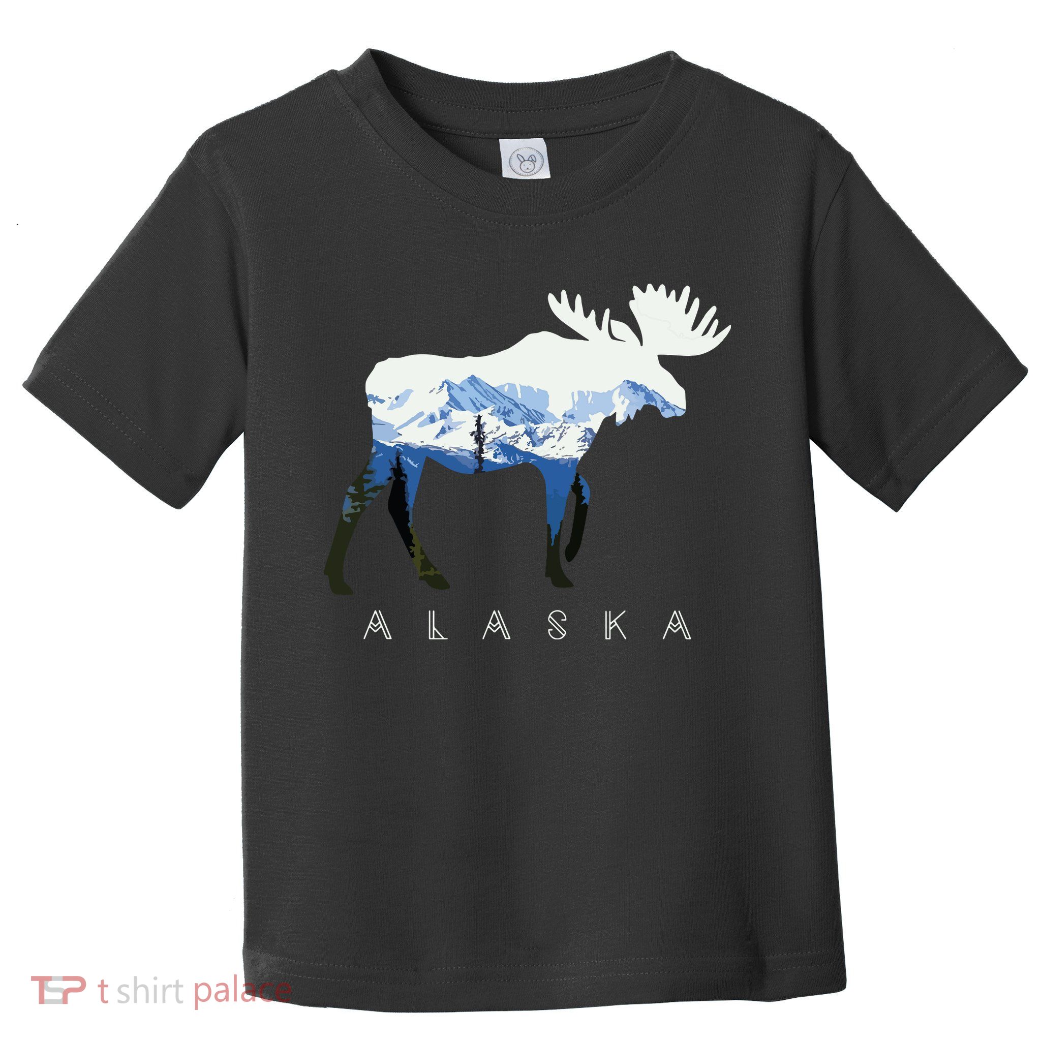 Alaska Day Moose Snowy Mountain Toddler T-Shirt