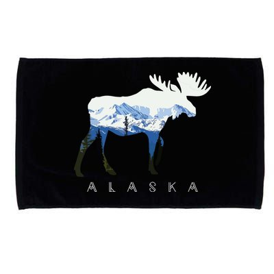 Alaska Day Moose Snowy Mountain Microfiber Hand Towel