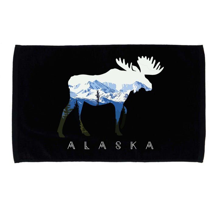 Alaska Day Moose Snowy Mountain Microfiber Hand Towel