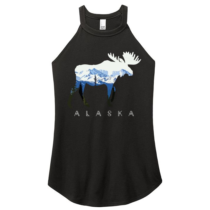 Alaska Day Moose Snowy Mountain Women's Perfect Tri Rocker Tank