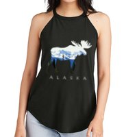 Alaska Day Moose Snowy Mountain Women's Perfect Tri Rocker Tank