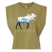 Alaska Day Moose Snowy Mountain Garment-Dyed Women's Muscle Tee