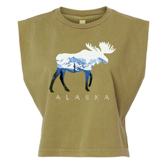Alaska Day Moose Snowy Mountain Garment-Dyed Women's Muscle Tee
