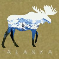 Alaska Day Moose Snowy Mountain Garment-Dyed Women's Muscle Tee