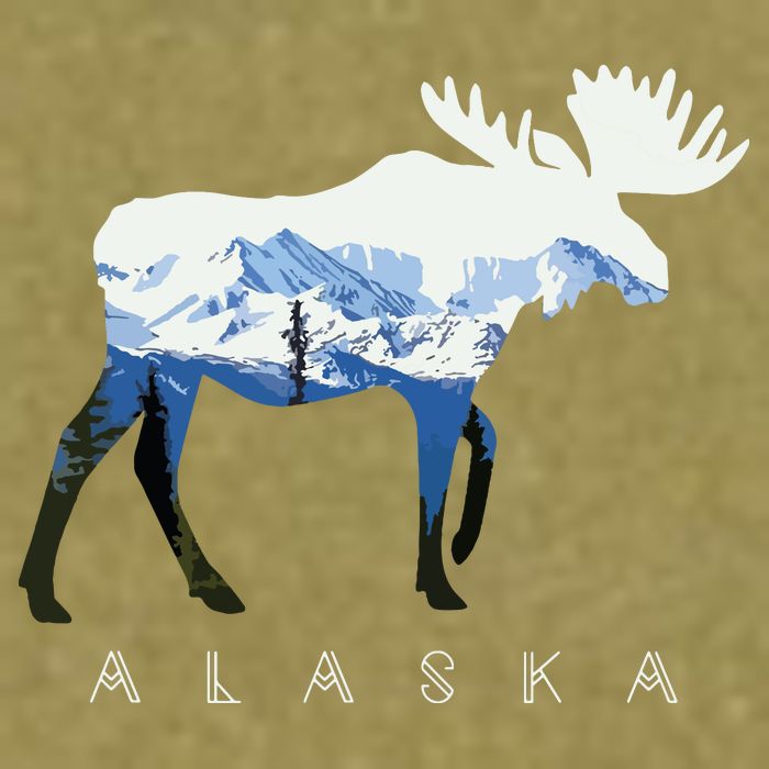 Alaska Day Moose Snowy Mountain Garment-Dyed Women's Muscle Tee