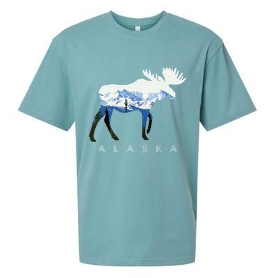 Alaska Day Moose Snowy Mountain Sueded Cloud Jersey T-Shirt