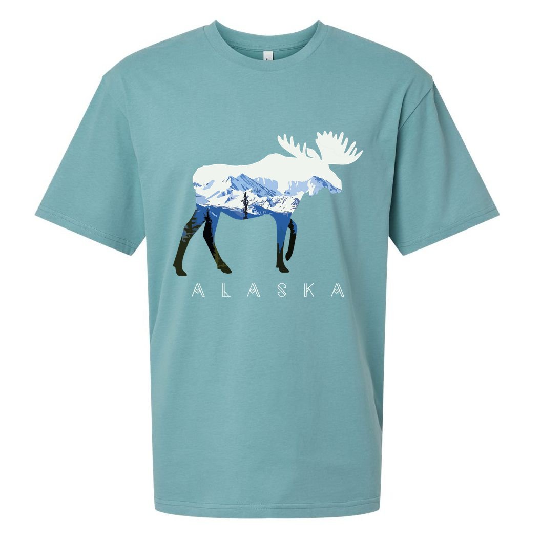 Alaska Day Moose Snowy Mountain Sueded Cloud Jersey T-Shirt