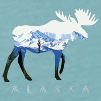 Alaska Day Moose Snowy Mountain Sueded Cloud Jersey T-Shirt