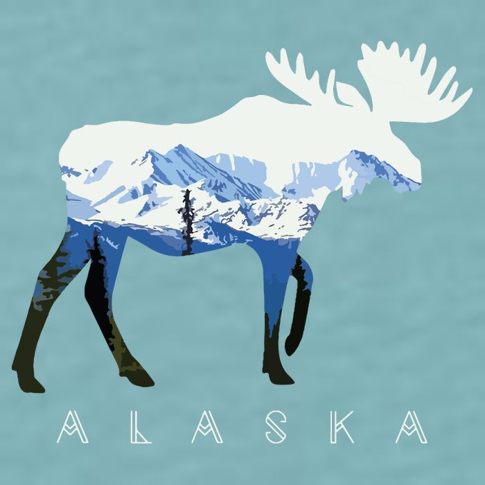 Alaska Day Moose Snowy Mountain Sueded Cloud Jersey T-Shirt