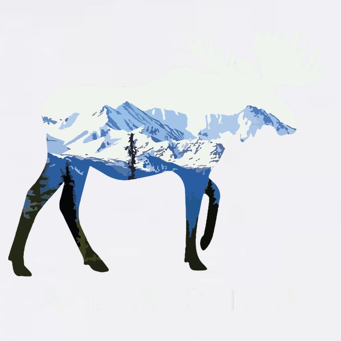 Alaska Day Moose Snowy Mountain Garment-Dyed Sweatshirt