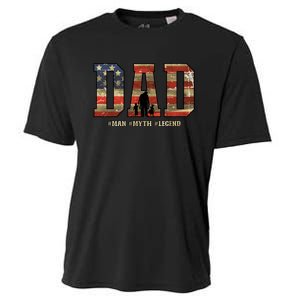 American Dad Man Myth Legend Fathers Day 4th Of July Cooling Performance Crew T-Shirt