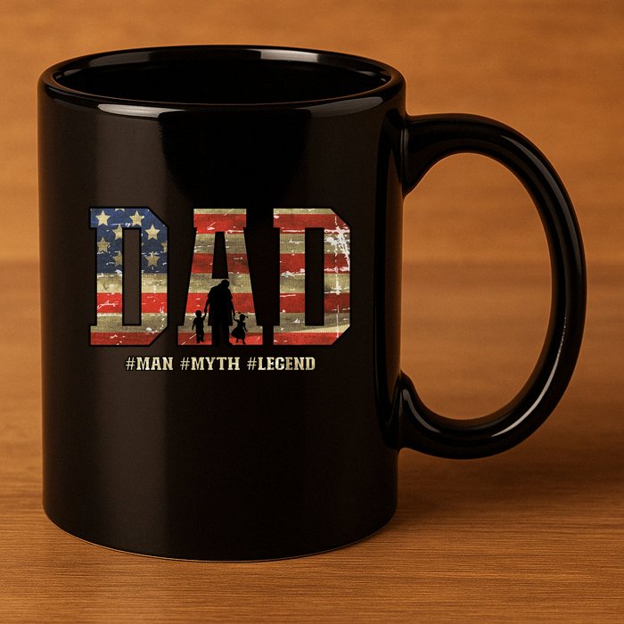 American Dad Man Myth Legend Fathers Day 4th Of July 11oz C Handle Ceramic Mug