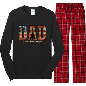 American Dad Man Myth Legend Fathers Day 4th Of July Long Sleeve Pajama Set