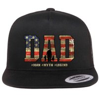 American Dad Man Myth Legend Fathers Day 4th Of July Flat Bill Trucker Hat