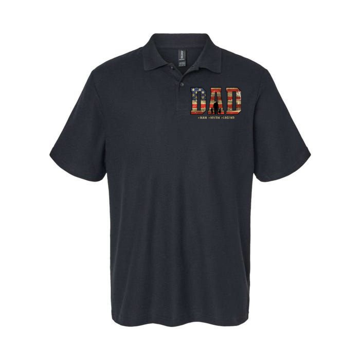 American Dad Man Myth Legend Fathers Day 4th Of July Softstyle Adult Sport Polo