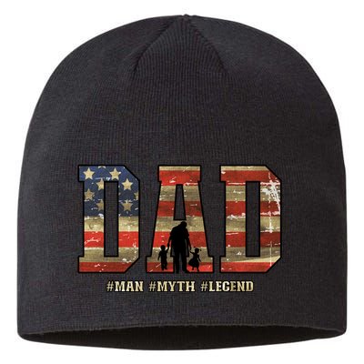 American Dad Man Myth Legend Fathers Day 4th Of July Sustainable Beanie