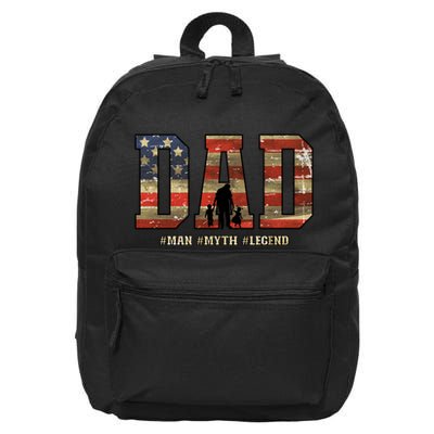 American Dad Man Myth Legend Fathers Day 4th Of July 16 in Basic Backpack