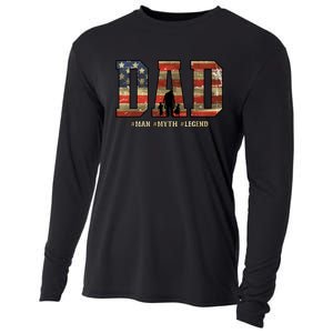 American Dad Man Myth Legend Fathers Day 4th Of July Cooling Performance Long Sleeve Crew