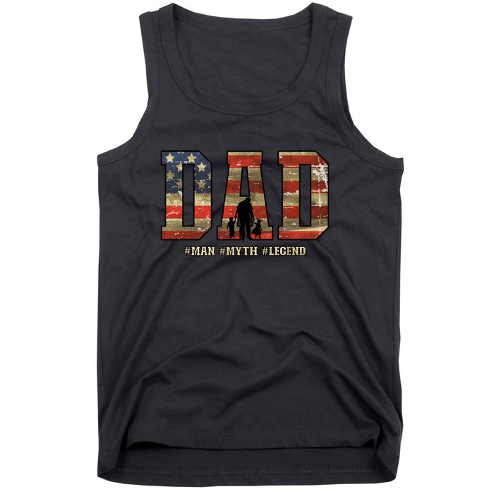 American Dad Man Myth Legend Fathers Day 4th Of July Tank Top