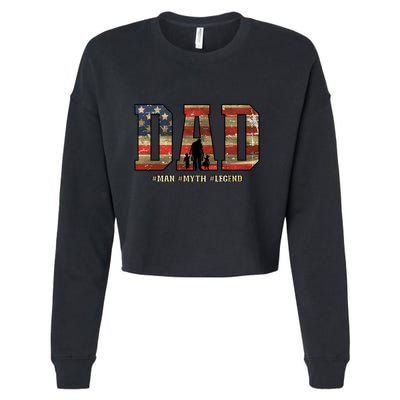 American Dad Man Myth Legend Fathers Day 4th Of July Cropped Pullover Crew