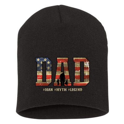 American Dad Man Myth Legend Fathers Day 4th Of July Short Acrylic Beanie
