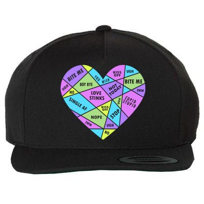 Antivalentines Day Mosaic Heart Singles Awareness Day Gift Wool Snapback Cap