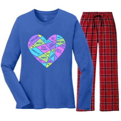 Antivalentines Day Mosaic Heart Singles Awareness Day Gift Women's Long Sleeve Flannel Pajama Set 