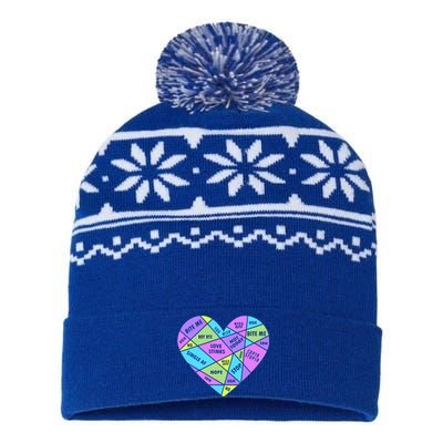 Antivalentines Day Mosaic Heart Singles Awareness Day Gift USA-Made Snowflake Beanie