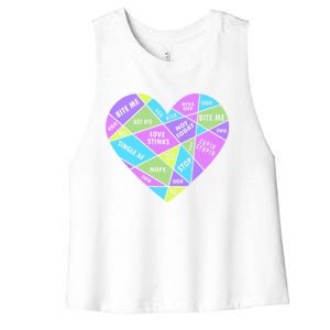 Antivalentines Day Mosaic Heart Singles Awareness Day Gift Women's Racerback Cropped Tank