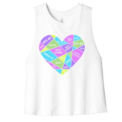 Antivalentines Day Mosaic Heart Singles Awareness Day Gift Women's Racerback Cropped Tank