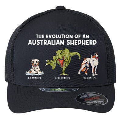 Aussie Dog Mom The Evolution Of An Australian Shepherd Flexfit Unipanel Trucker Cap