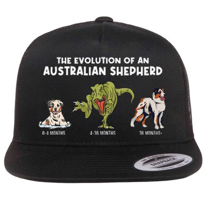 Aussie Dog Mom The Evolution Of An Australian Shepherd Flat Bill Trucker Hat