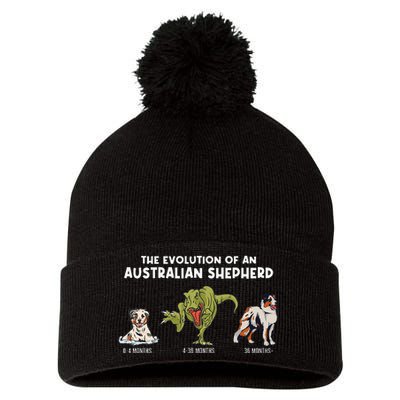 Aussie Dog Mom The Evolution Of An Australian Shepherd Pom Pom 12in Knit Beanie