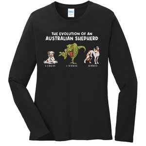 Aussie Dog Mom The Evolution Of An Australian Shepherd Ladies Long Sleeve Shirt