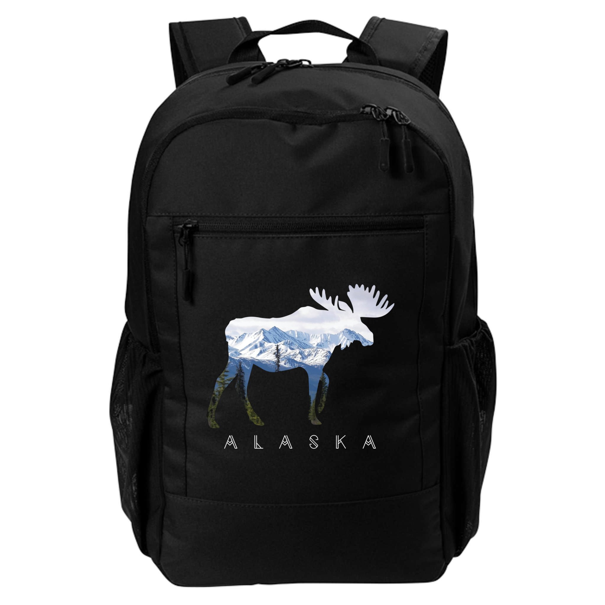 Alaska Day Moose Snowy Mountain Cute Gift Alaskan Tourist Gift Backpack