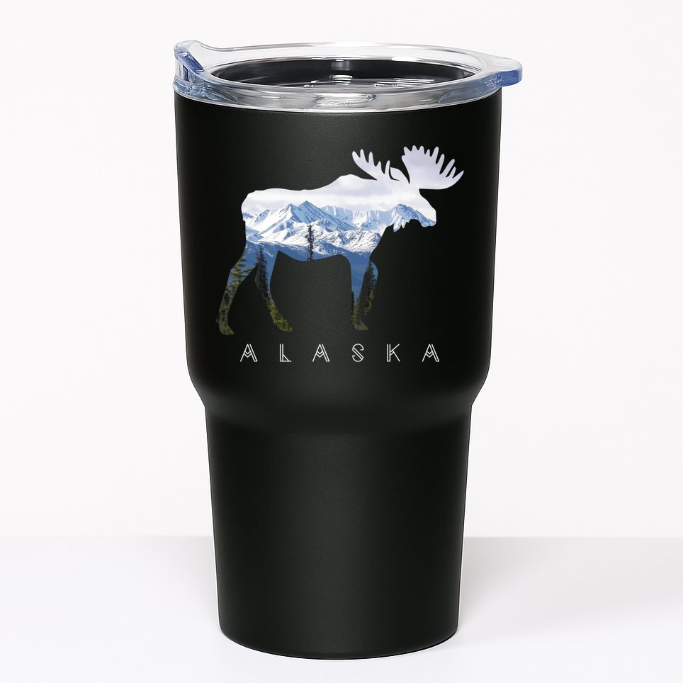 Alaska Day Moose Snowy Mountain Cute Gift Alaskan Tourist Gift Tumbler