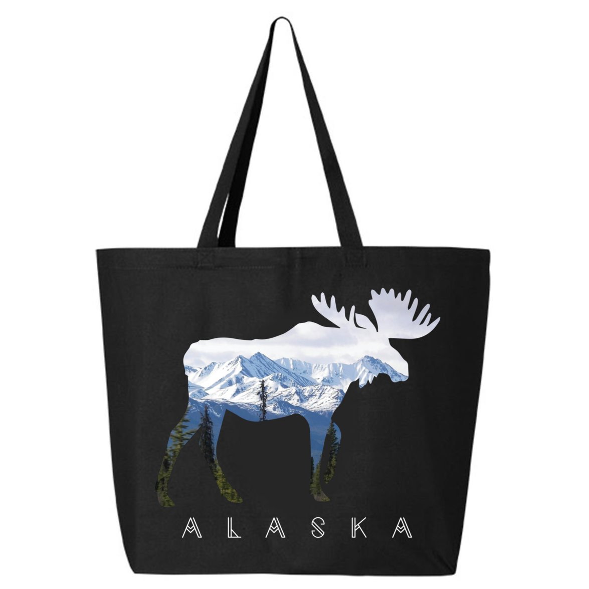 Alaska Day Moose Snowy Mountain Cute Gift Alaskan Tourist Gift 25L Jumbo Tote