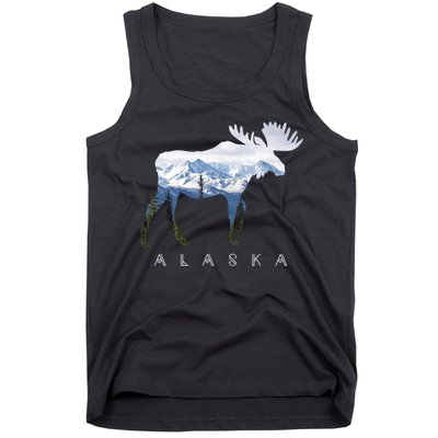 Alaska Day Moose Snowy Mountain Cute Gift Alaskan Tourist Gift Tank Top