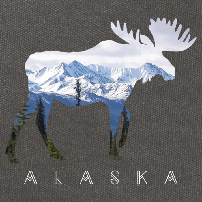Alaska Day Moose Snowy Mountain Cute Gift Alaskan Tourist Gift Cotton Canvas Backpack