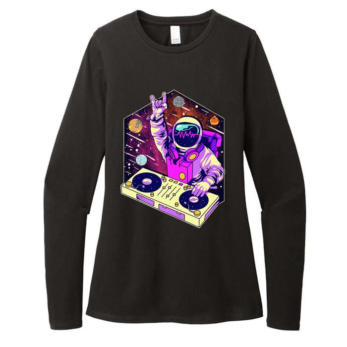 Astronaut DJ Music Psychedelic Psytrance Techno EDM Festival Womens CVC Long Sleeve Shirt