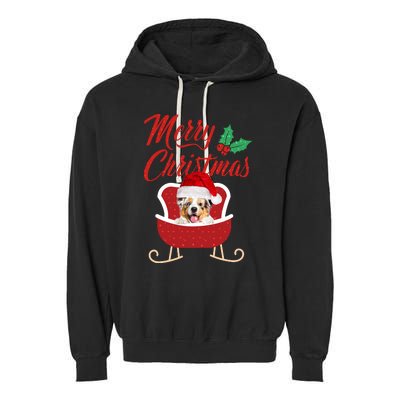 Aussie Dog Merry Christmas Design For The Holiday Season! Garment-Dyed Fleece Hoodie