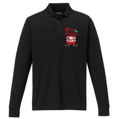 Aussie Dog Merry Christmas Design For The Holiday Season! Performance Long Sleeve Polo