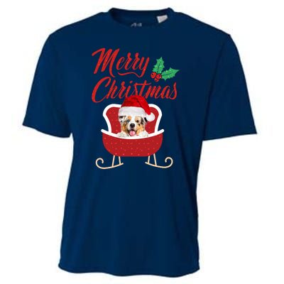 Aussie Dog Merry Christmas Design For The Holiday Season! Cooling Performance Crew T-Shirt