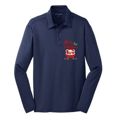 Aussie Dog Merry Christmas Design For The Holiday Season! Silk Touch Performance Long Sleeve Polo