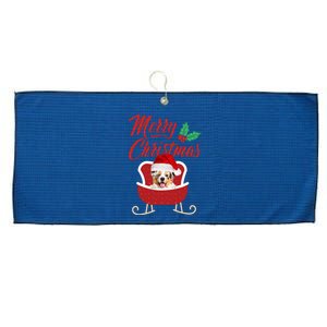 Aussie Dog Merry Christmas Design For The Holiday Season! Large Microfiber Waffle Golf Towel