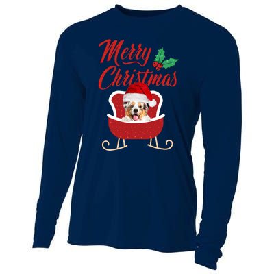 Aussie Dog Merry Christmas Design For The Holiday Season! Cooling Performance Long Sleeve Crew