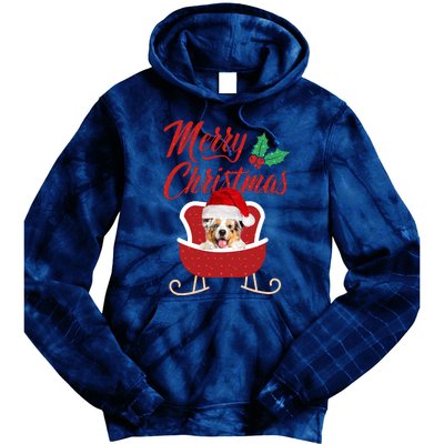 Aussie Dog Merry Christmas Design For The Holiday Season! Tie Dye Hoodie