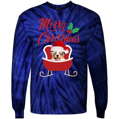 Aussie Dog Merry Christmas Design For The Holiday Season! Tie-Dye Long Sleeve Shirt