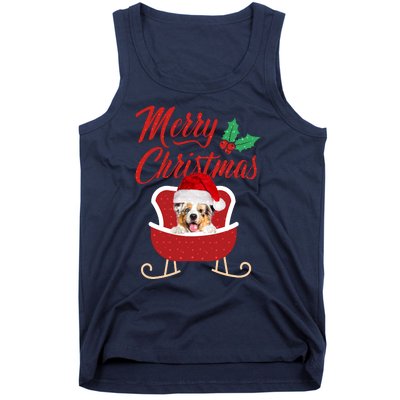 Aussie Dog Merry Christmas Design For The Holiday Season! Tank Top